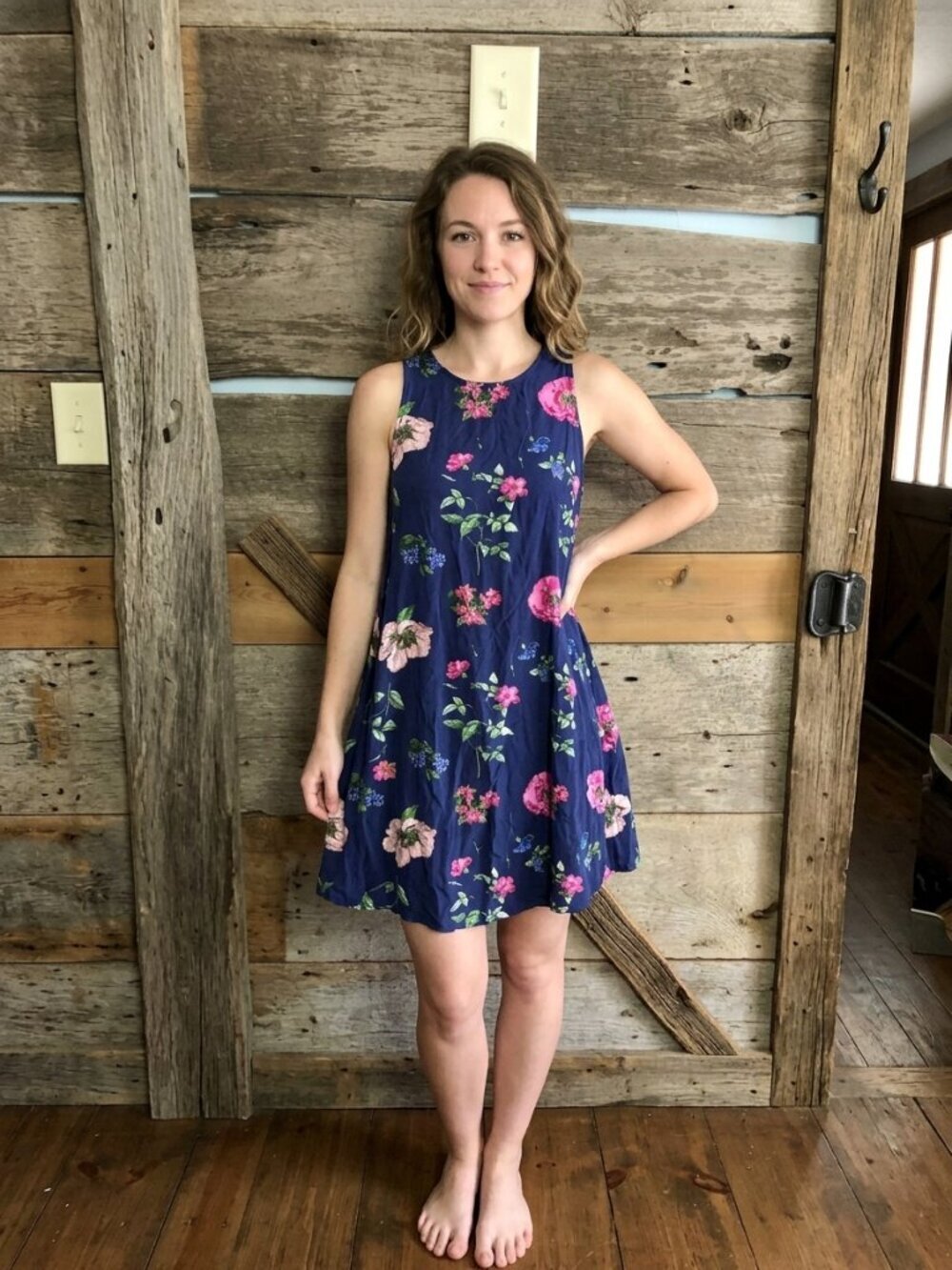 OLD Navy Size Small Navy Floral Sleeveless Dress